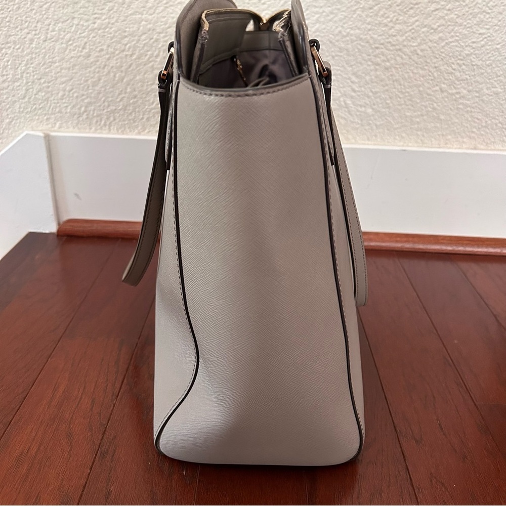 Tory Burch Triple Compartment French Gray Leather Large shopperTote Bag - Picture 3 of 14